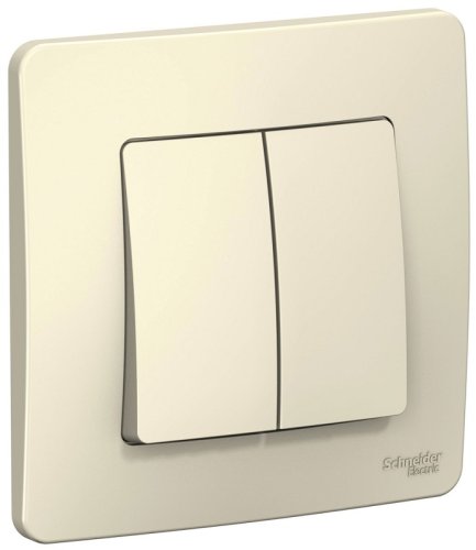 Выключатель с рамкой Systeme Electric Blanca 2-кл. молочный фото Выключатель с рамкой Systeme Electric Blanca 2-кл. молочный картинка
